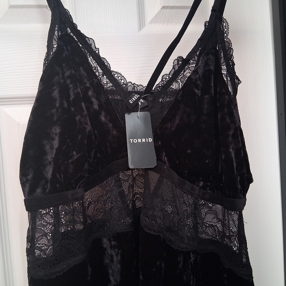 Torrid Black Velvet Lace Chemise - Picture 2 of 5